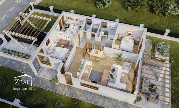 Daniella lakóparkban nappali + 3 szobás családi ház