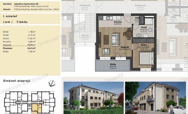 44 m2-es erkélyes lakás az Arborétum lakóparkban (V.ütem)