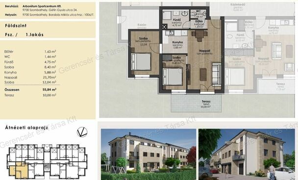 Kertkapcsolatos 56 m2-es lakás Arborétum lakóparkban